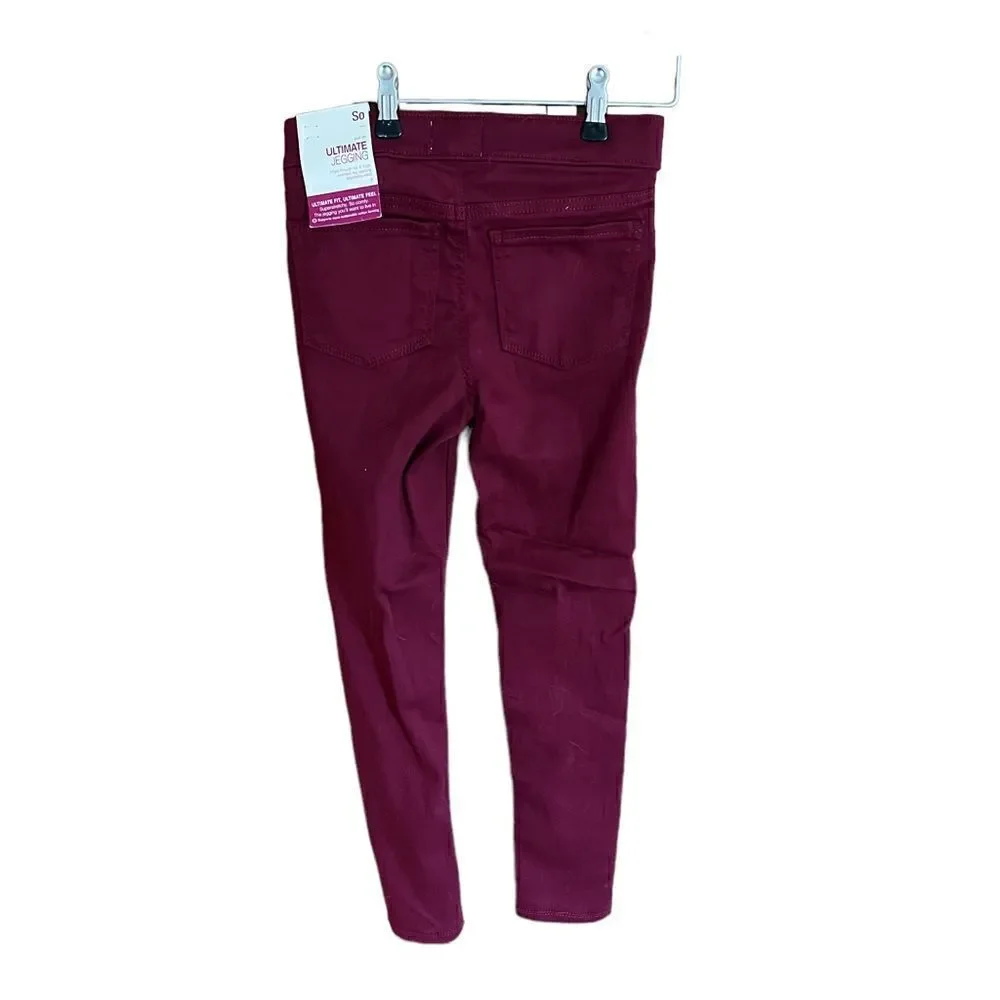 ‎SO burgundy NWT girls size 8 jeggings